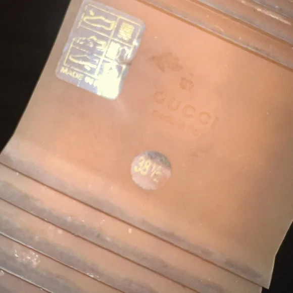 Gucci Beige & Burgundy GG Canvas Platform Slide Sandals - Picture 5 of 5